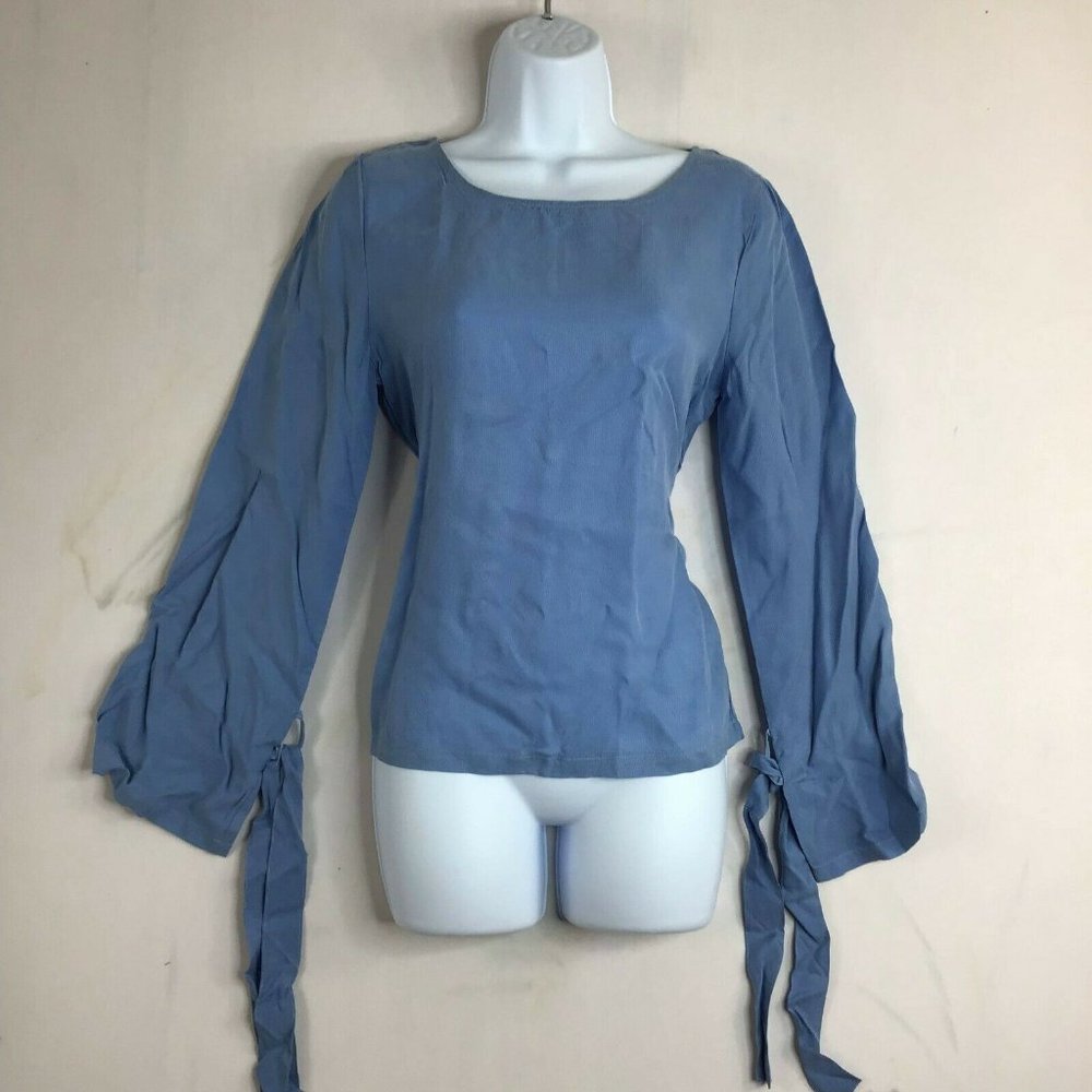 Minimum Deliane Women's Blue Round Neck Long Sleeve Casual Top Size 34S